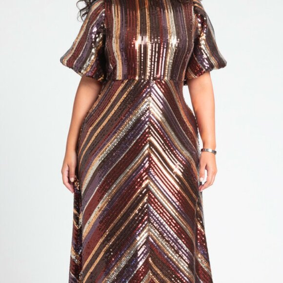 eloquii sequin dress with puffed sleeves - Picture 3 of 9